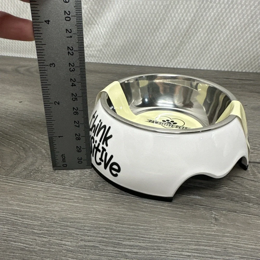 Pawsitive Pets 2 in 1 Pet Bowl Melamine Stainless Steel BPA Free Think Pawsitive